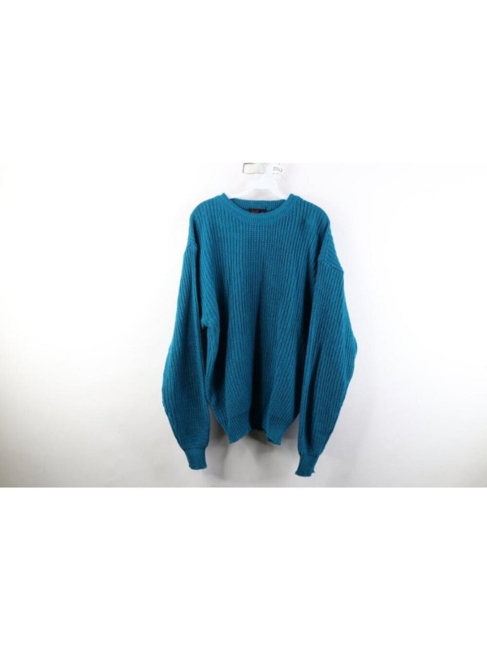 Vintage 90s Streetwear Mens Large Blank Chunky Ribbed Knit Crewneck Sweater Blue